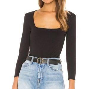 Free People Intimately Black Truth or Square Bodysuit Square Neckline